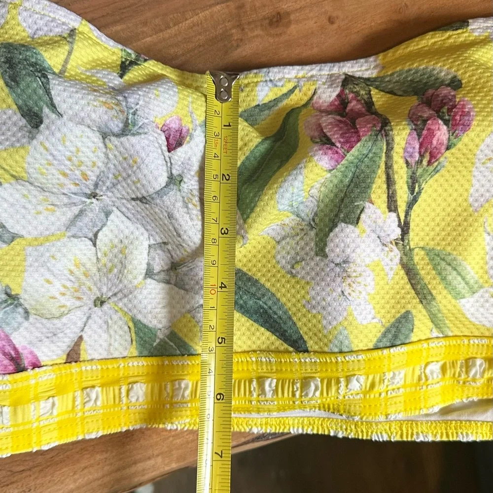 Modcloth Sissone Bikini Cropped Top Retro Yellow Floral - Picture 6 of 10